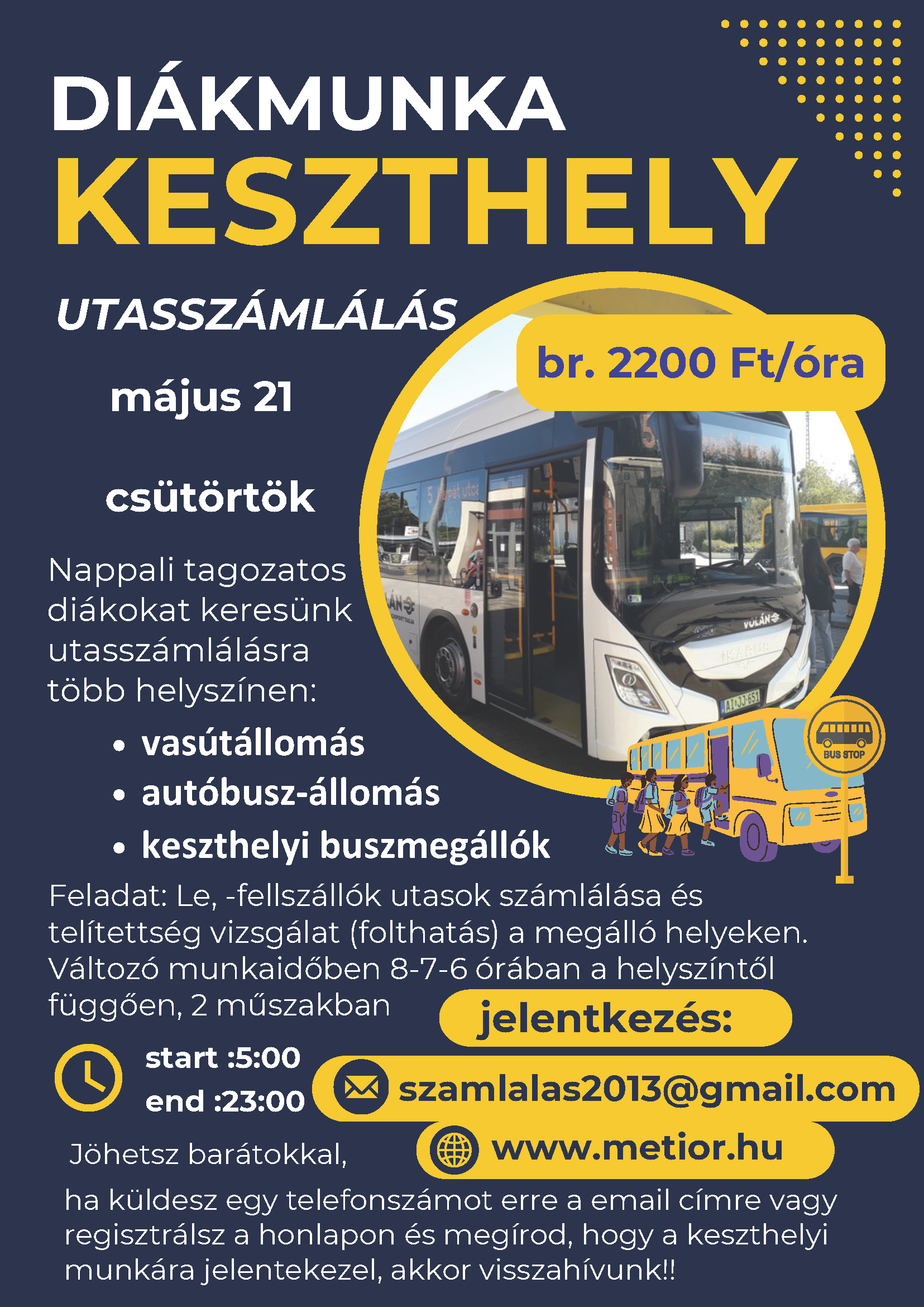 Diákmunka Keszthelyen - utasszámlálás