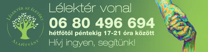 A Lélektér vonal ingyenes lelki elsősegély-szolgáltatásának tájékoztató bannere